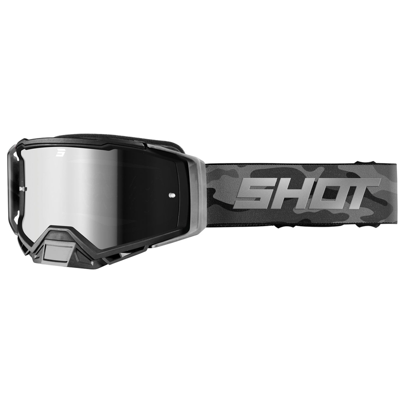 Occhiali motocross Shot Core camo grigio con plexiglass iridio