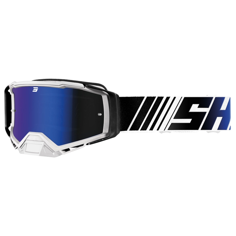 Occhiali motocross Shot Core blu-bianco con plexiglass iridio
