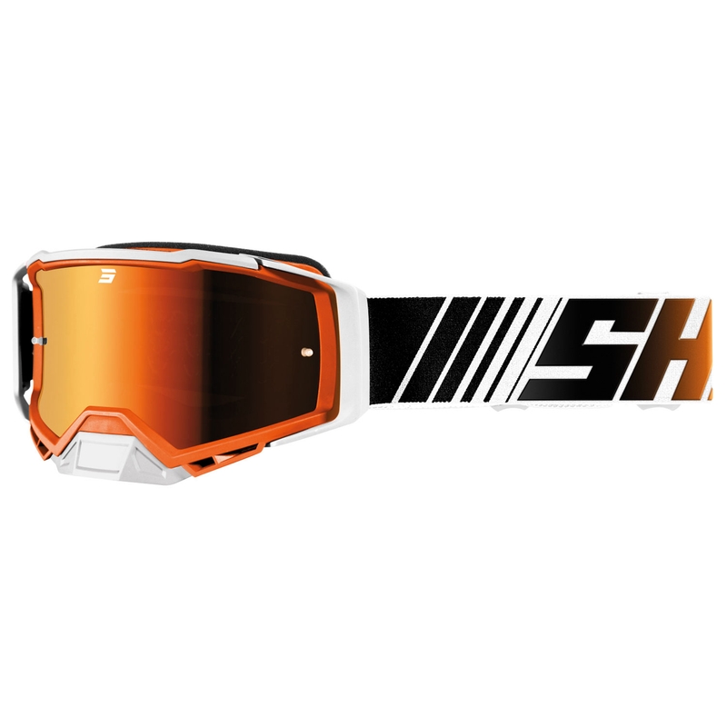 Occhiali motocross Shot Core arancio-bianco con plexiglass iridio