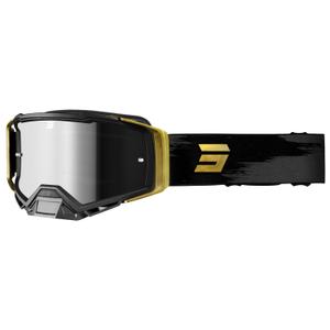 Occhiali motocross Shot Core oro-nero con plexiglass iridio