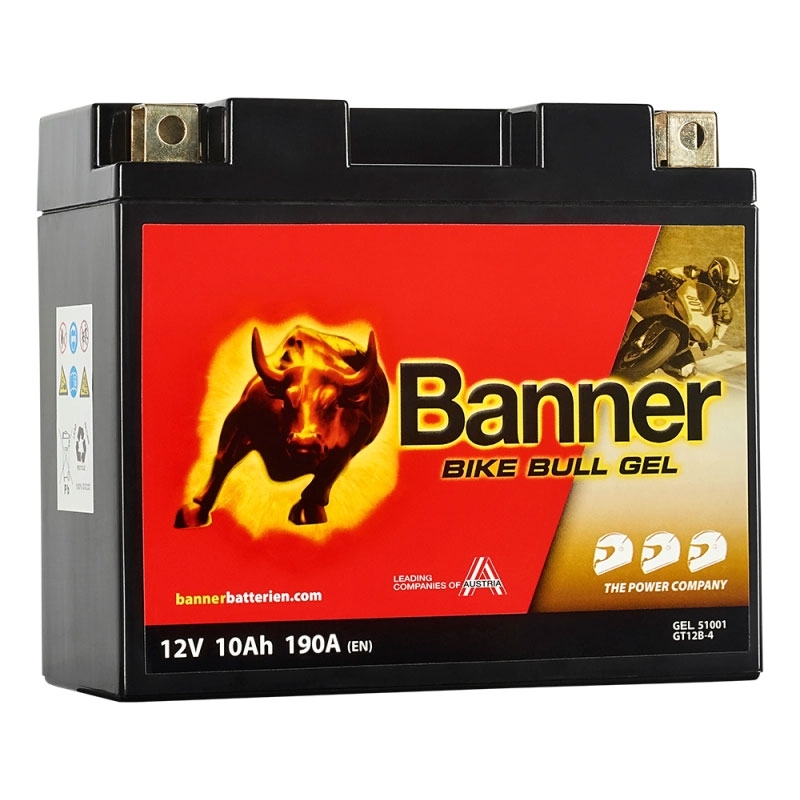 Batteria moto al gel Banner Bike Bull GEL 510 01/BGT12B-4 - GT12B-4 12V, 10Ah, 190A