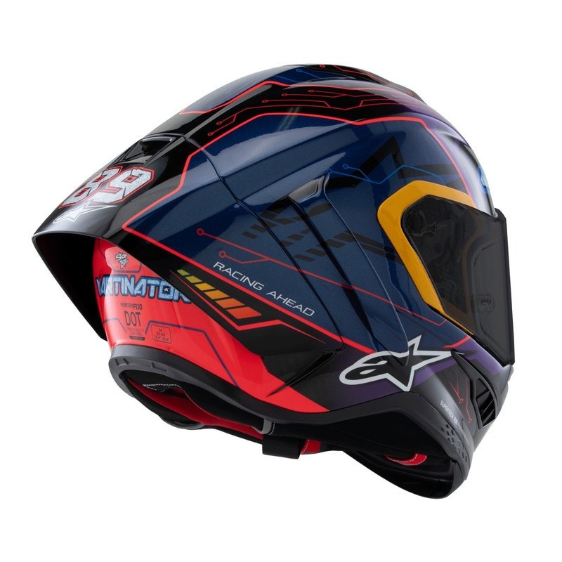 Casco Moto Integrale Alpinestars Supertech R-10 Limited Edition Martinator Jorge Martin Blu-Viola-Rosso-Giallo