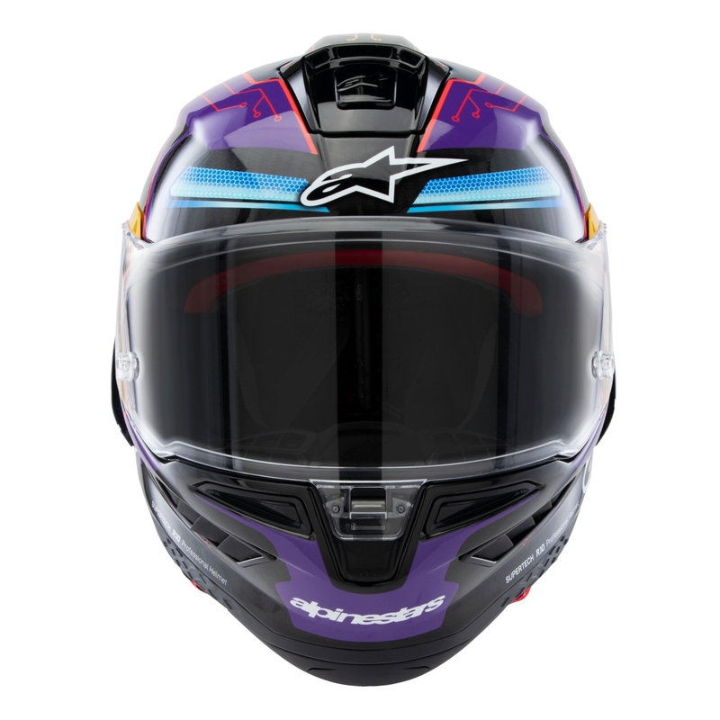 Casco Moto Integrale Alpinestars Supertech R-10 Limited Edition Martinator Jorge Martin Blu-Viola-Rosso-Giallo
