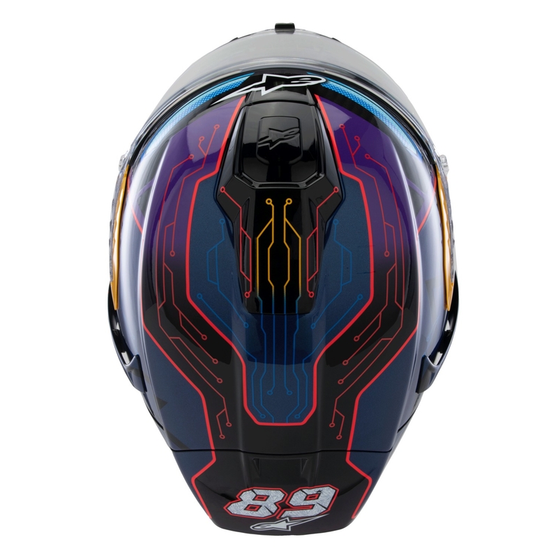 Casco Moto Integrale Alpinestars Supertech R-10 Limited Edition Martinator Jorge Martin Blu-Viola-Rosso-Giallo