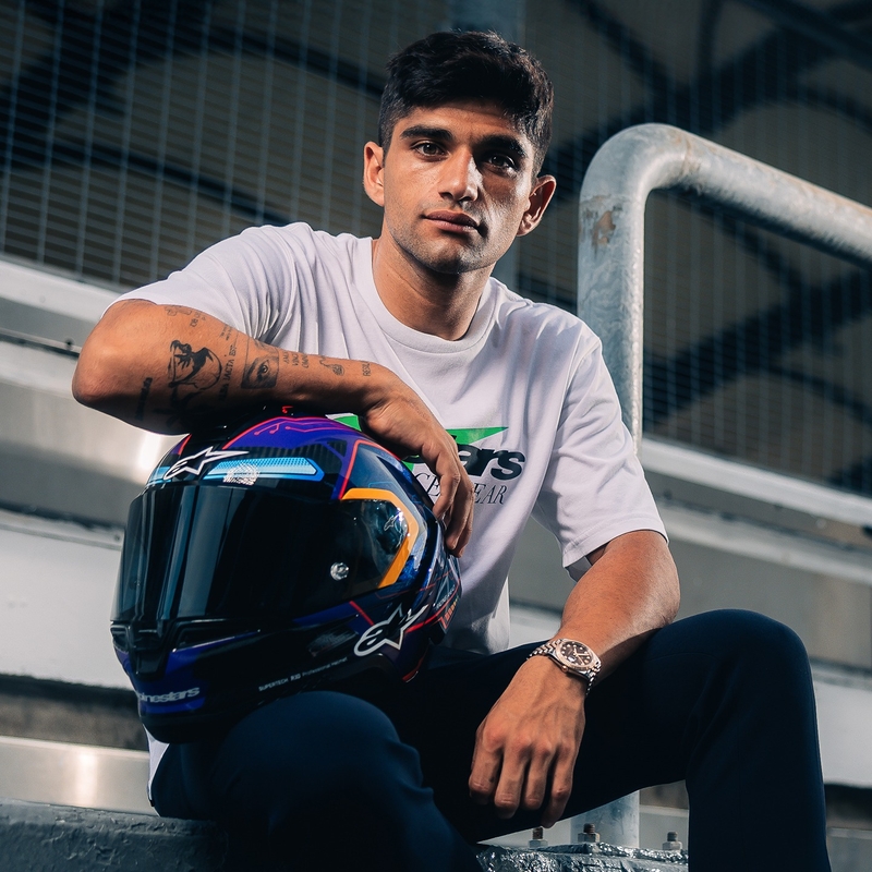 Casco Moto Integrale Alpinestars Supertech R-10 Limited Edition Martinator Jorge Martin Blu-Viola-Rosso-Giallo