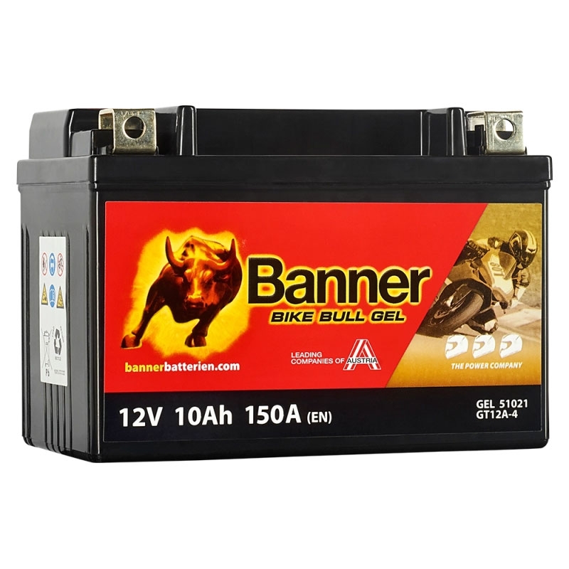 Batteria moto gel Banner Bike Bull GEL 510 21/BGTX12A-4 -GTX12A-4 12V, 10Ah, 150A