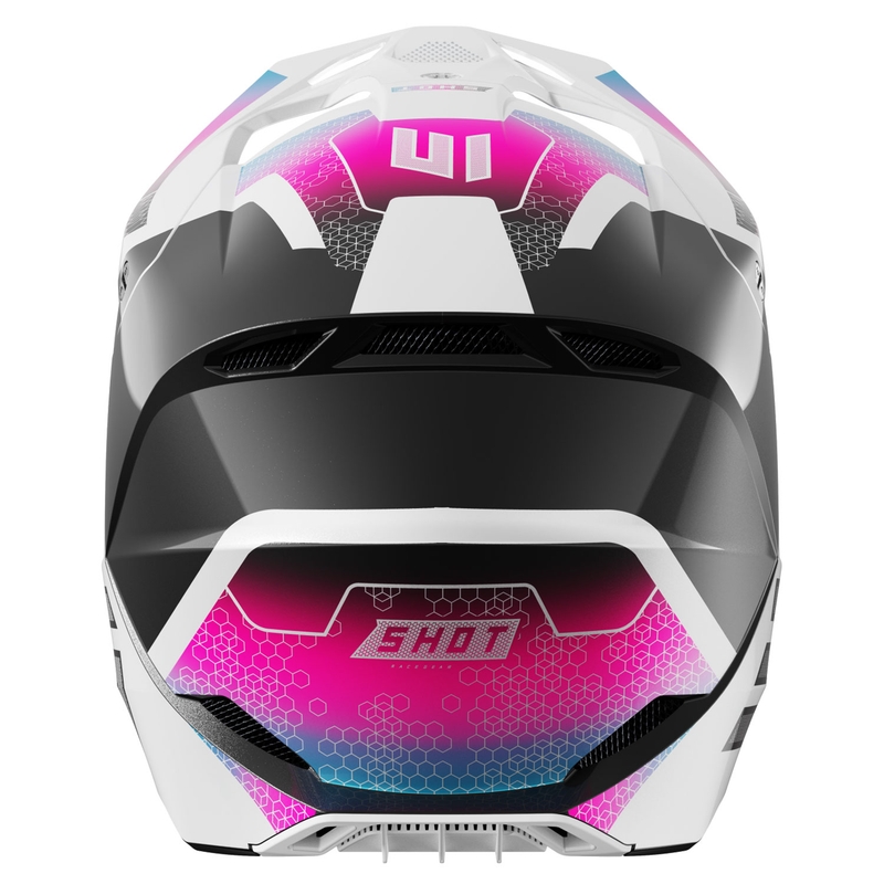 Casco motocross per bambini Shot Furious Phaser nero-blu-rosa