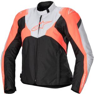 Giacca moto da donna Alpinestars Stella T-Jaws 4 Impermeabile nero-grigio-rosso fluo
