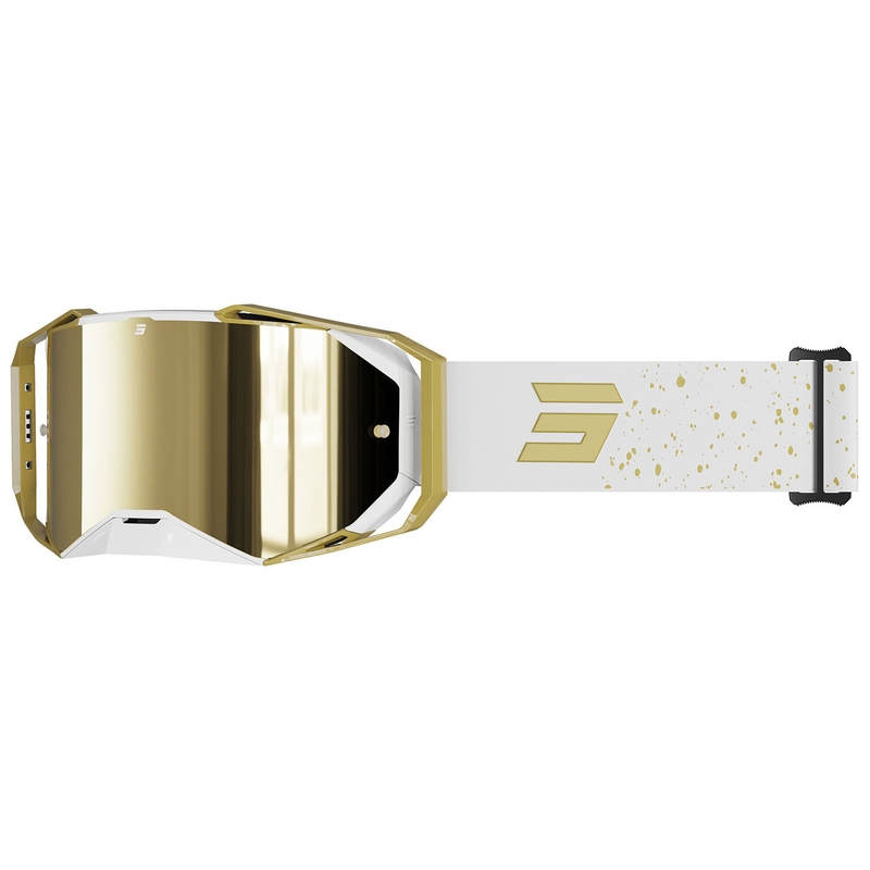 Occhiali motocross Shot Lite Mist oro con plexiglass oro iridio