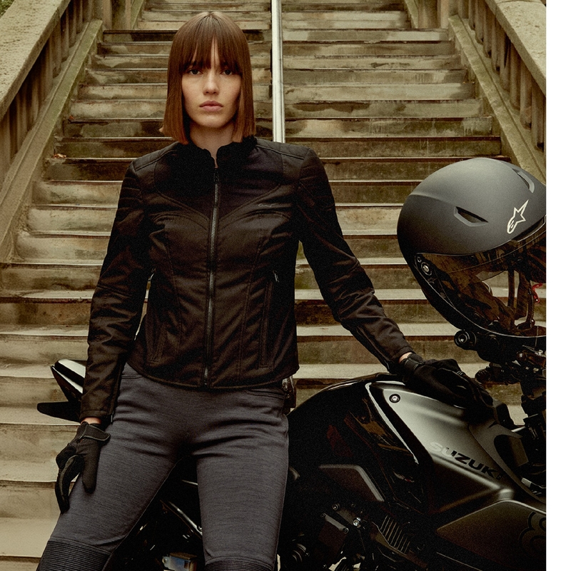 Giacca Moto da Donna Alpinestars Stella Isla Water Resistente Nero-Nero