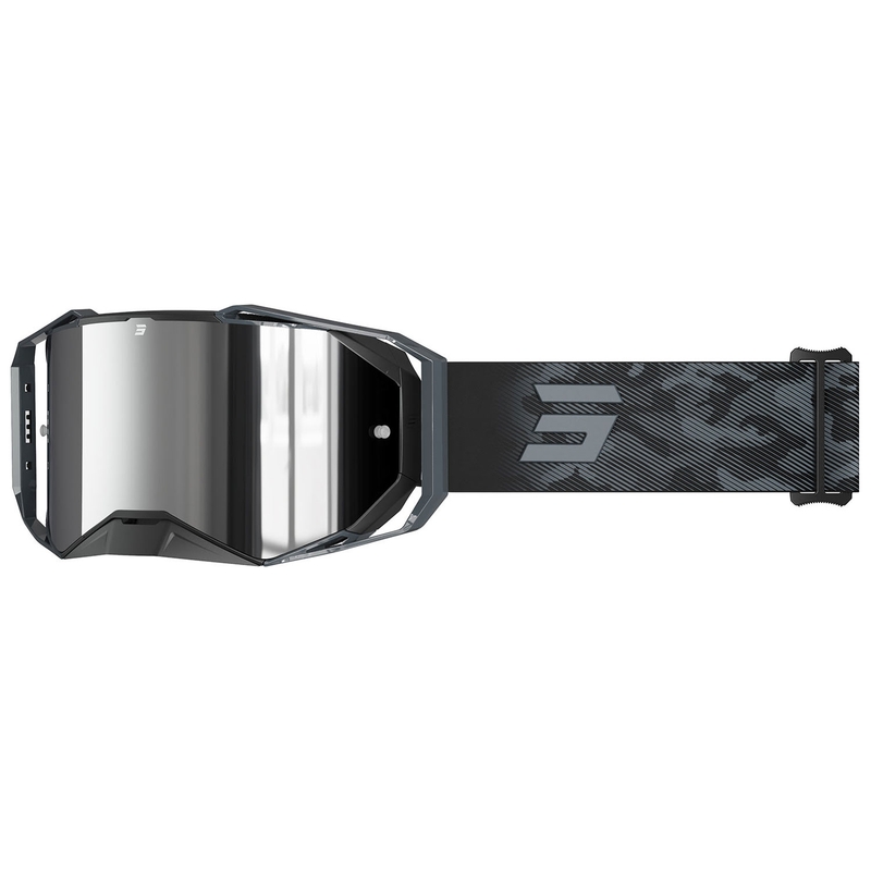 Occhiali motocross Shot Lite Patrol grigio con plexiglass argento iridio