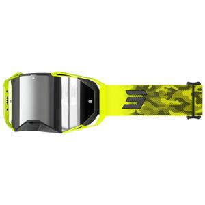 Occhiali motocross Shot Lite Patrol giallo fluo con plexiglass silver iridium