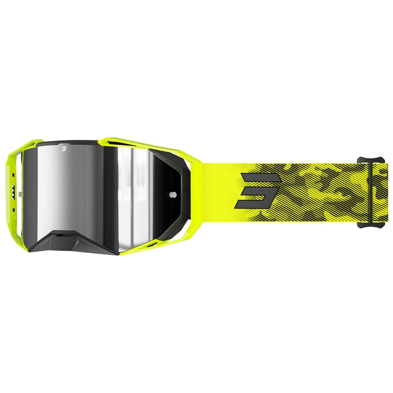 Occhiali motocross Shot Lite Patrol giallo fluo con plexiglass silver iridium