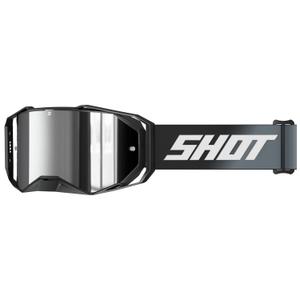 Occhiali motocross Shot Lite Solid neri con plexiglass argento iridio