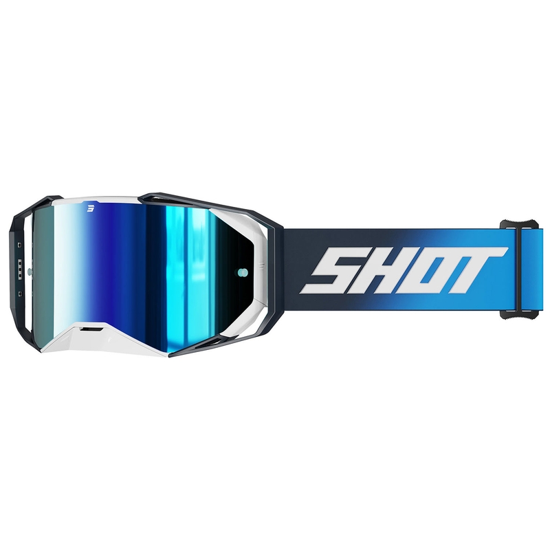 Occhiali motocross Shot Lite Blu tinta unita con plexiglass blu iridio