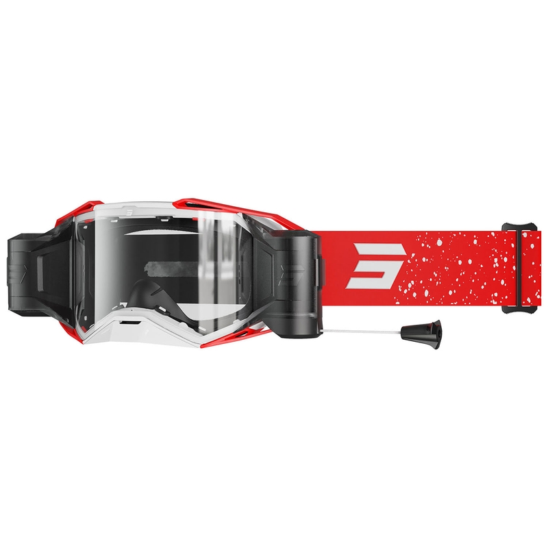 Occhiali motocross Shot Lite Roll-Off Mist rosso con plexiglass trasparente