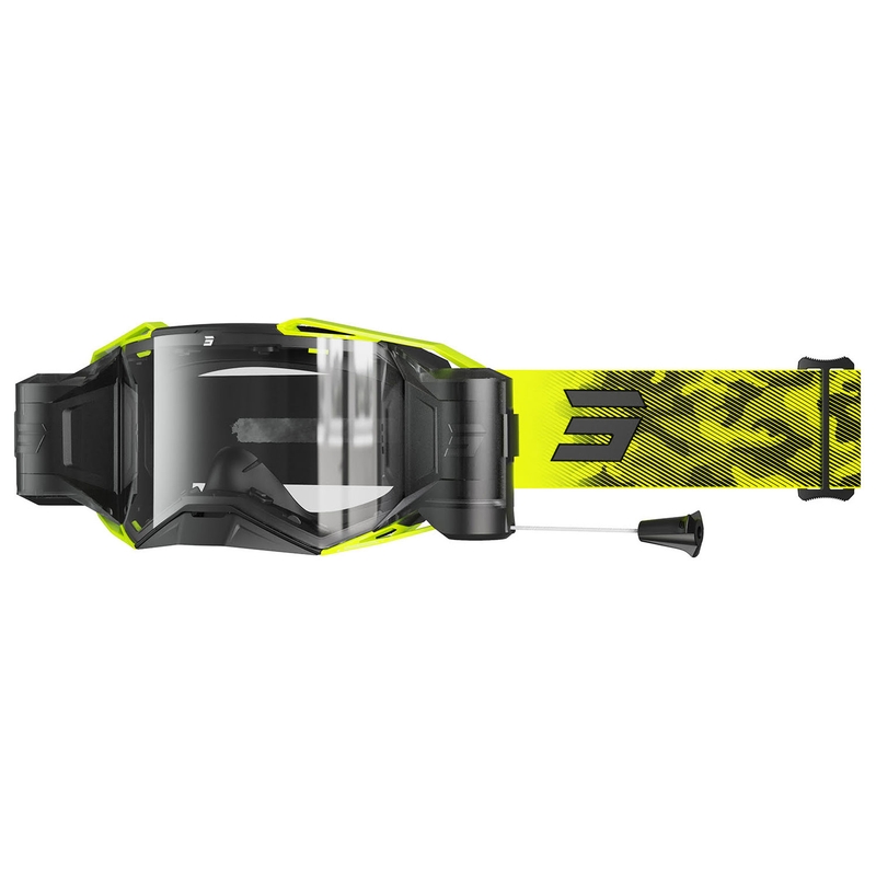 Occhiali motocross Shot Lite Roll-Off Patrol giallo fluo con plexiglass trasparente