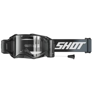 Occhiali motocross Shot Lite Roll-Off Solid neri con plexiglass trasparente