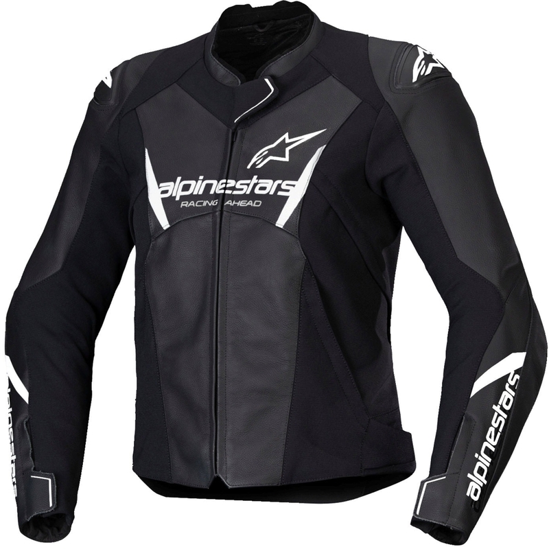 Giacca moto in pelle da donna Alpinestars Stella Faster 3 nero-bianco
