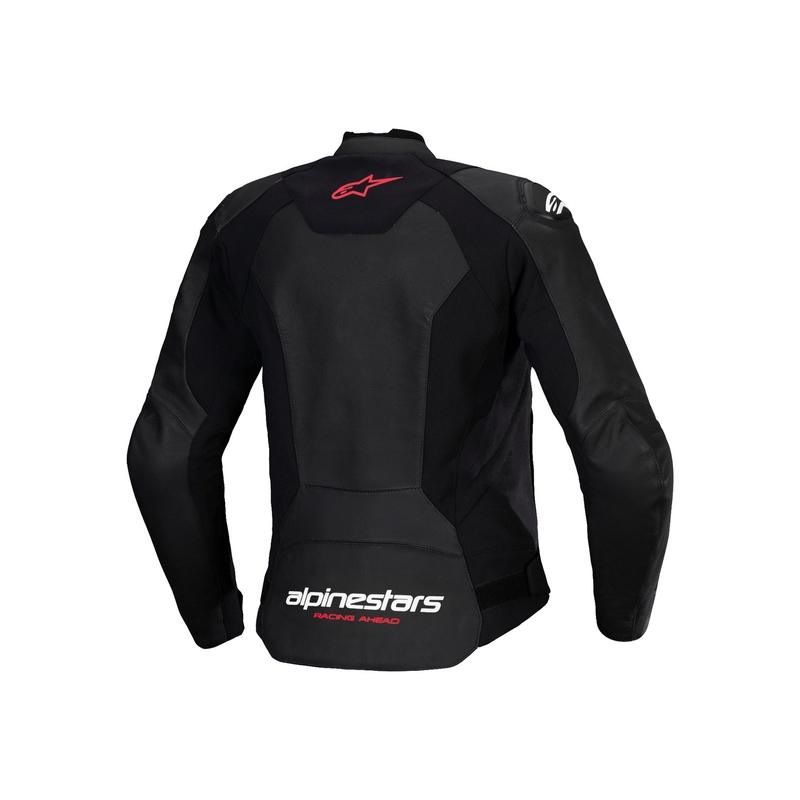 Giacca moto in pelle da donna Alpinestars Stella Faster 3 nero-bianco-rosso fluo