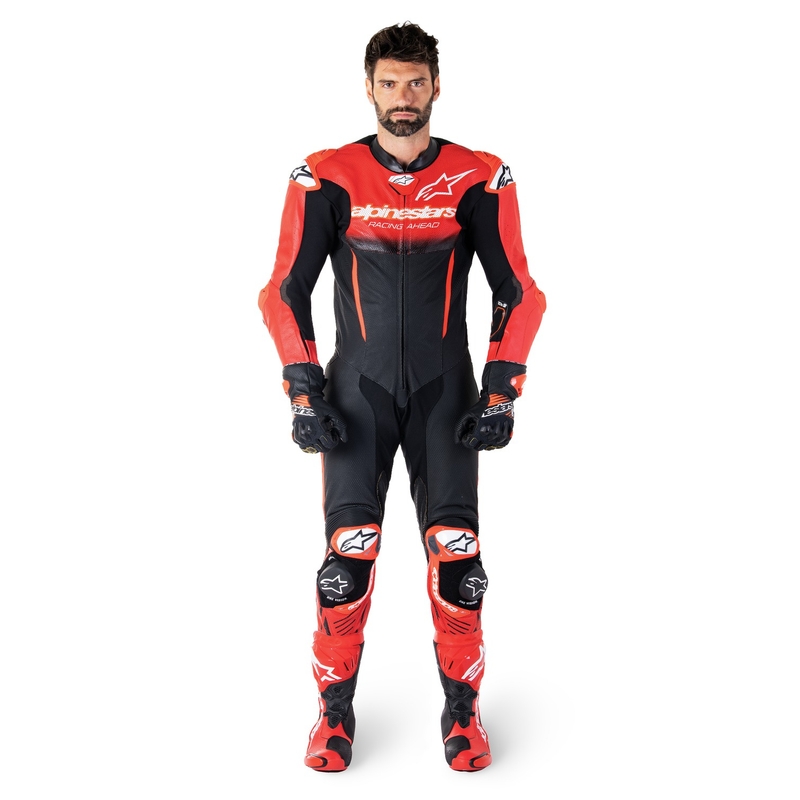 Tuta intera in pelle Alpinestars GP-R7 Tech-Air ready/compatibile nero-rosso