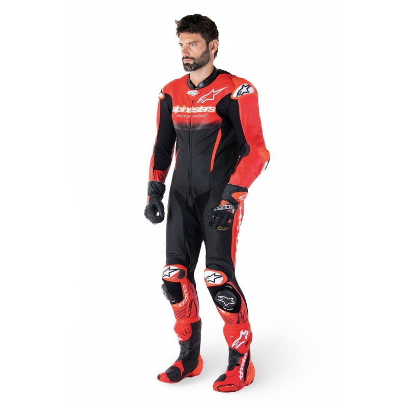 Tuta intera in pelle Alpinestars GP-R7 Tech-Air ready/compatibile nero-rosso