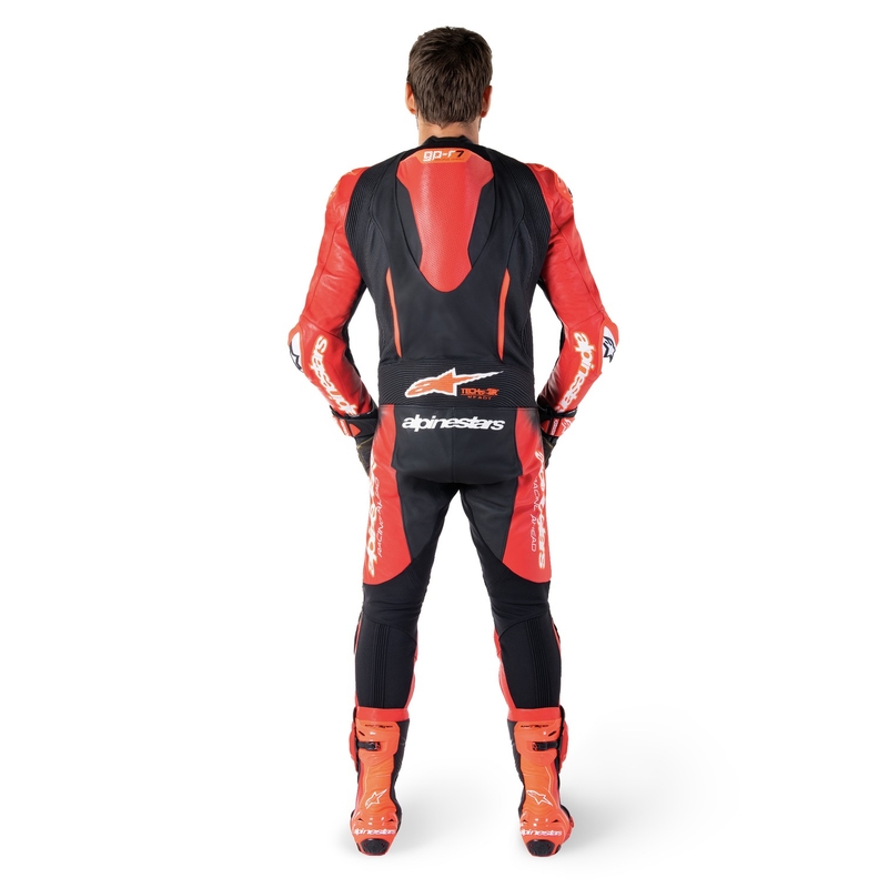 Tuta intera in pelle Alpinestars GP-R7 Tech-Air ready/compatibile nero-rosso
