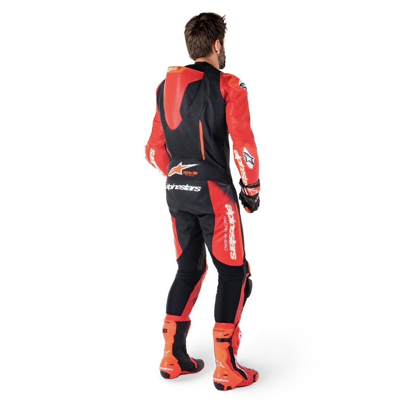 Tuta intera in pelle Alpinestars GP-R7 Tech-Air ready/compatibile nero-rosso