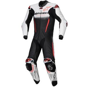 Tuta Intera in Pelle Alpinestars GP-R7 Tech-Air Ready/Compatibile Bianco-Nero-Rosso Fluo