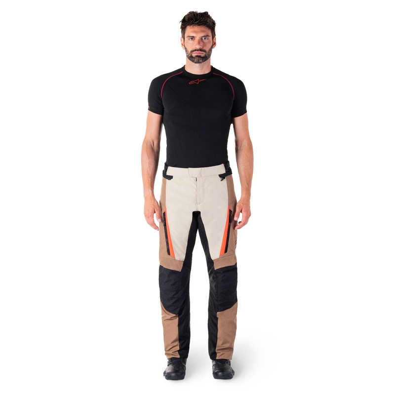 Pantaloni moto impermeabili Alpinestars ST-1 kaki-sabbia-nero-rosso fluo