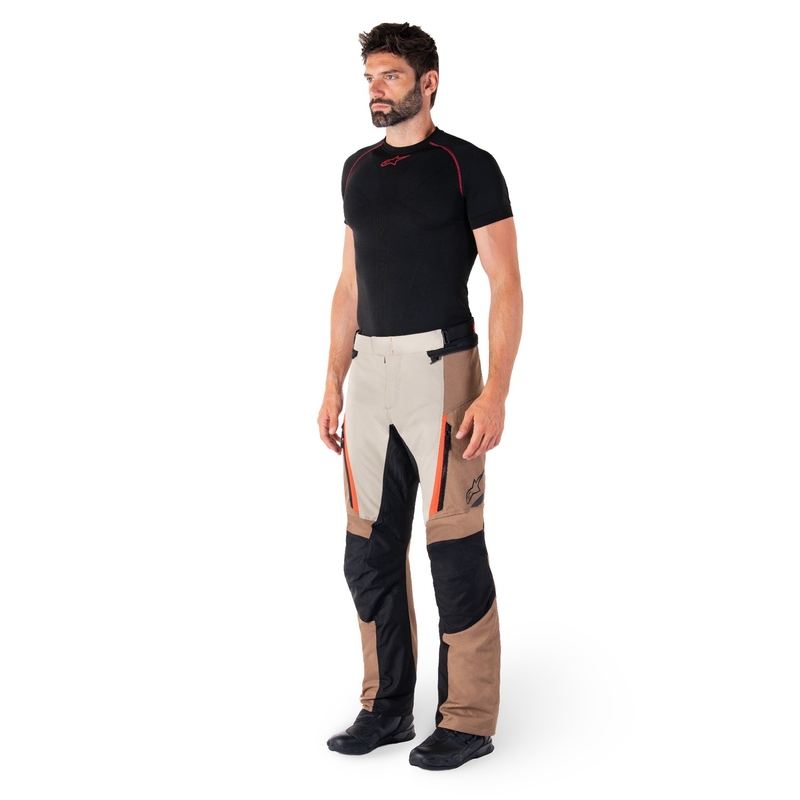 Pantaloni moto impermeabili Alpinestars ST-1 kaki-sabbia-nero-rosso fluo