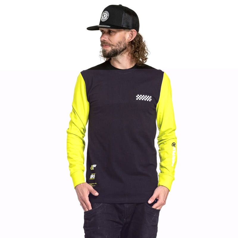 T-shirt a maniche lunghe Meatfly Appex giallo fluo-nero