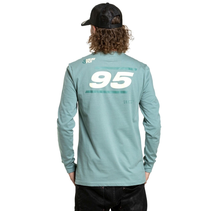 T-shirt a maniche lunghe blu menta Meatfly Appex