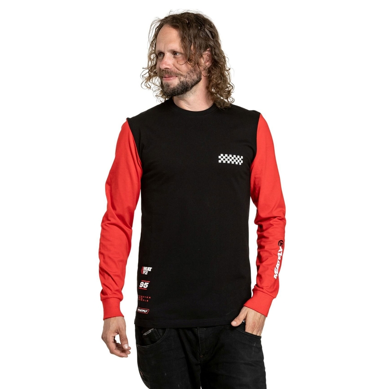 T-shirt a maniche lunghe Meatfly Appex nera-rossa