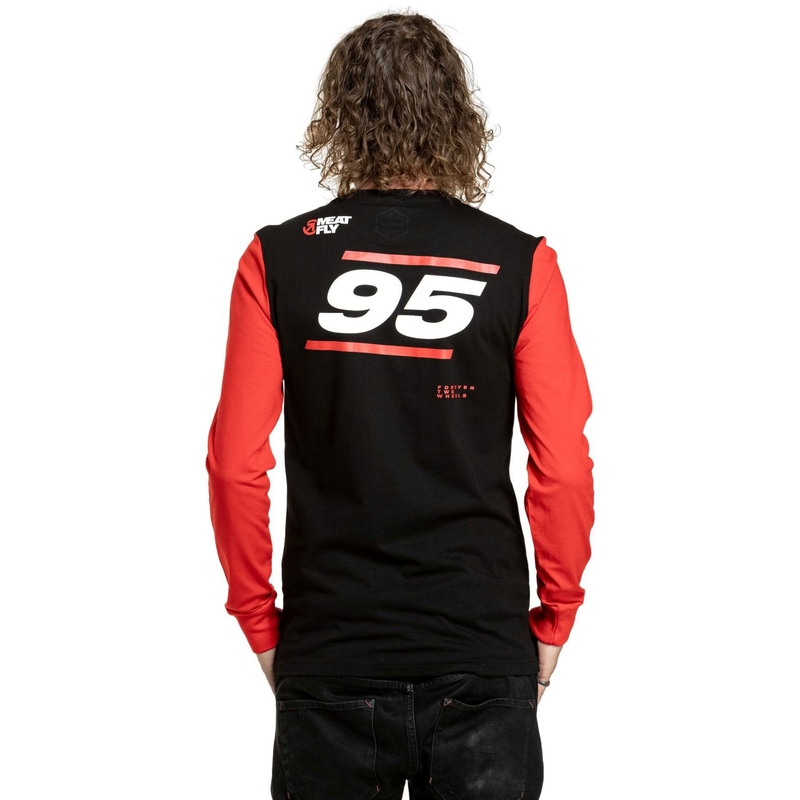 T-shirt a maniche lunghe Meatfly Appex nera-rossa