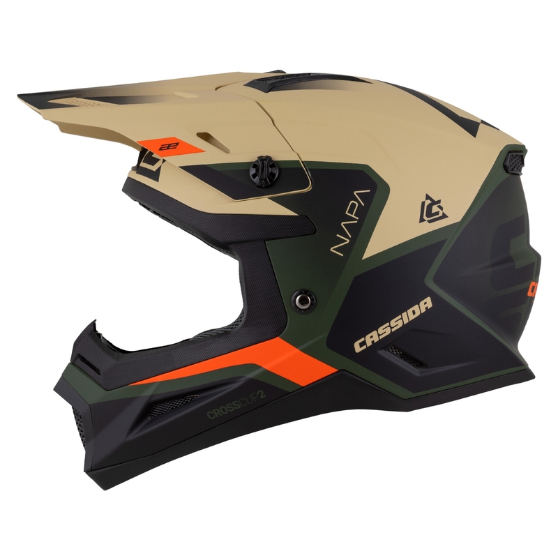 Casco moto motocross Cassida Cross Cup 2 Napa opaco sabbia-verde-arancio-nero