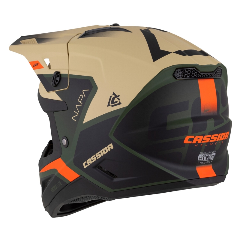 Casco moto motocross Cassida Cross Cup 2 Napa opaco sabbia-verde-arancio-nero