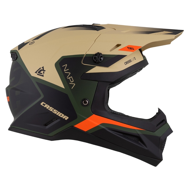 Casco moto motocross Cassida Cross Cup 2 Napa opaco sabbia-verde-arancio-nero