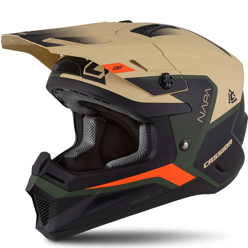 Casco moto motocross Cassida Cross Cup 2 Napa opaco sabbia-verde-arancio-nero