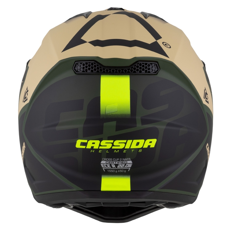 Casco moto motocross Cassida Cross Cup 2 Napa opaco sabbia-verde-giallo fluo-nero