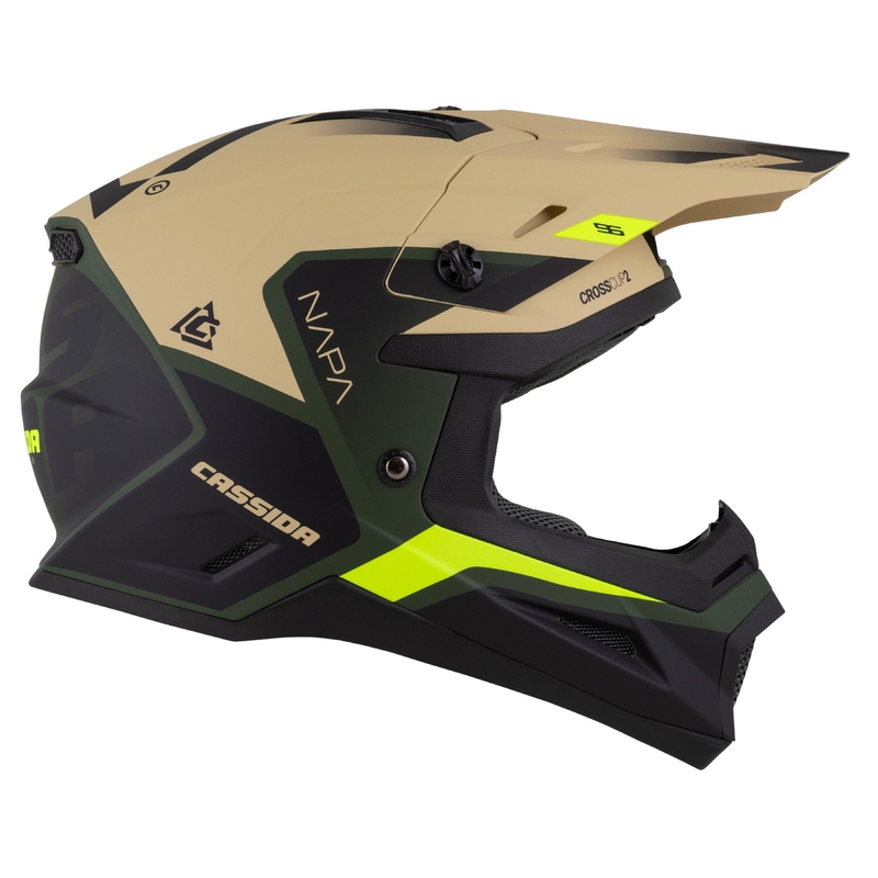 Casco moto motocross Cassida Cross Cup 2 Napa opaco sabbia-verde-giallo fluo-nero