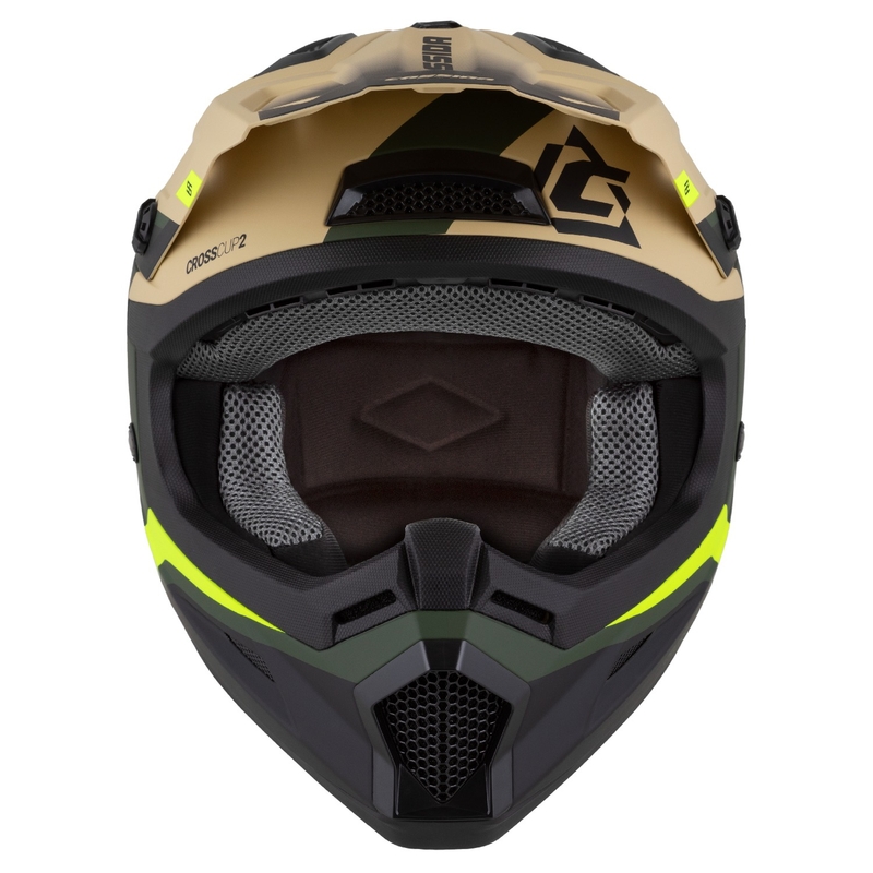 Casco moto motocross Cassida Cross Cup 2 Napa opaco sabbia-verde-giallo fluo-nero