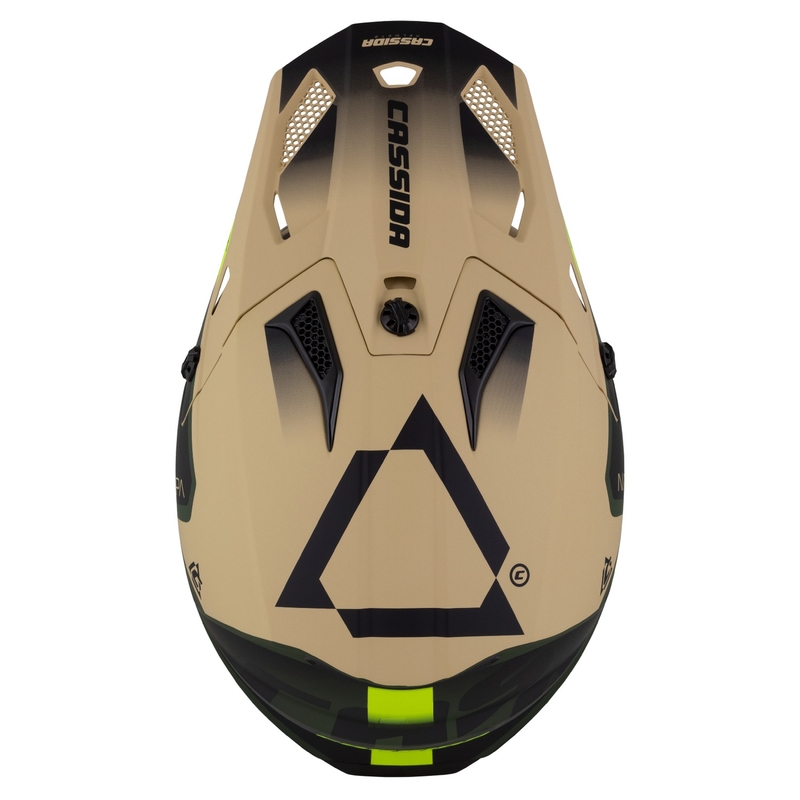 Casco moto motocross Cassida Cross Cup 2 Napa opaco sabbia-verde-giallo fluo-nero