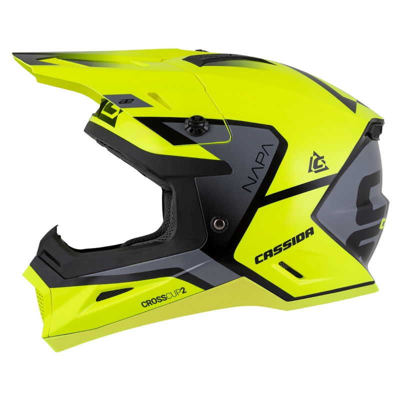 Casco moto motocross Cassida Cross Cup 2 Napa giallo fluo-nero-grigio perla