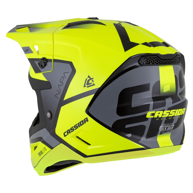 Casco moto motocross Cassida Cross Cup 2 Napa giallo fluo-nero-grigio perla