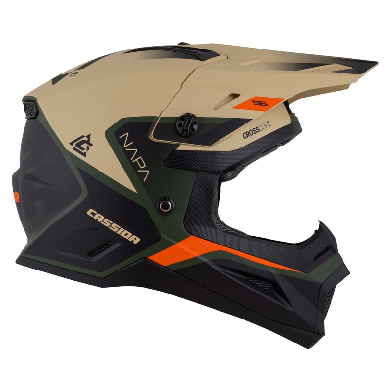 Casco moto da cross da bambino Cassida Cross Cup 2 Napa Matte Sand-Green-Arancio-Nero