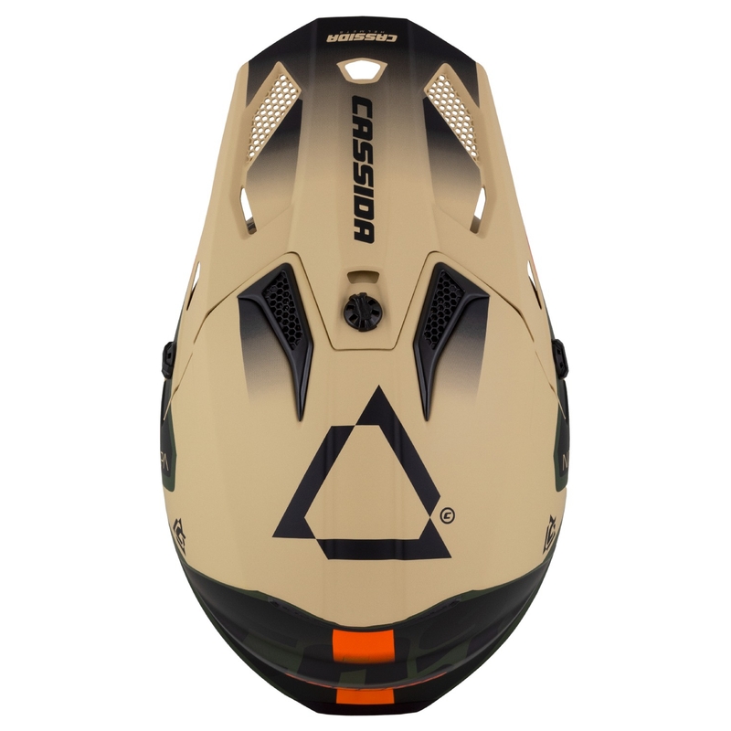 Casco moto da cross da bambino Cassida Cross Cup 2 Napa Matte Sand-Green-Arancio-Nero