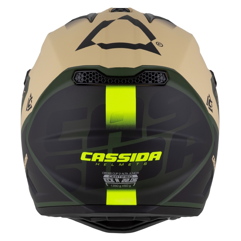 Casco moto da cross da bambino Cassida Cross Cup 2 Napa Matte Sand-Green-Fluo Yellow-Black