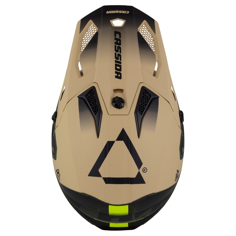 Casco moto da cross da bambino Cassida Cross Cup 2 Napa Matte Sand-Green-Fluo Yellow-Black