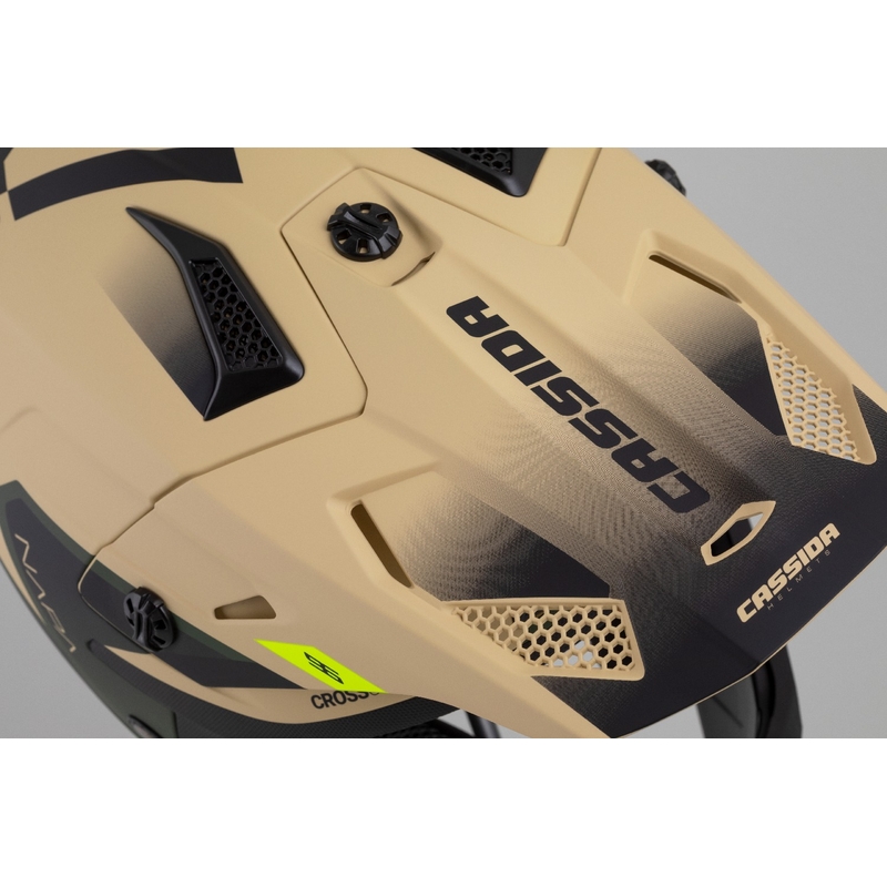 Casco moto da cross da bambino Cassida Cross Cup 2 Napa Matte Sand-Green-Fluo Yellow-Black